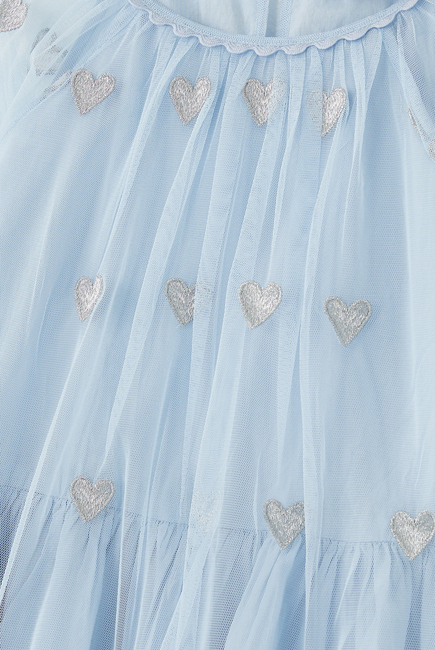 Kids Tulle Dress with Heart Embellishments.